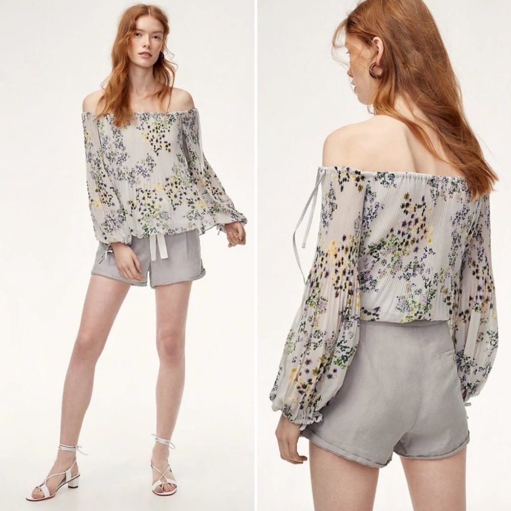 Aritzia Wilfred Allegra Short Light Grey Linen Shorts - Picture 2 of 15